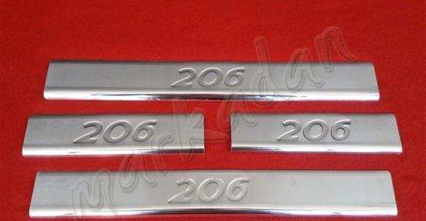 Markadan Peugeot 206 Krom Kapı Eşiği 1998-2012 4 Parça Paslanmaz Çelik - Image 1