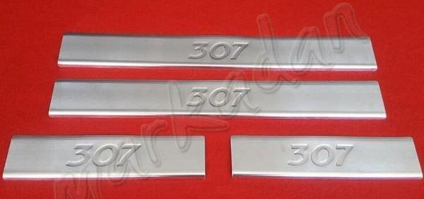 Markadan Peugeot 307 Krom Kapı Eşiği 2001-2008 4 Parça Paslanmaz Çelik - Image 1
