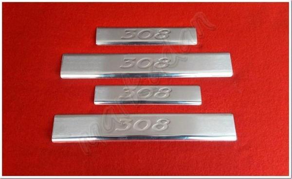 Markadan Peugeot 308 Krom Kapı Eşiği Baskı 2007-2013 4 Parça Paslanmaz Çelik - Image 1