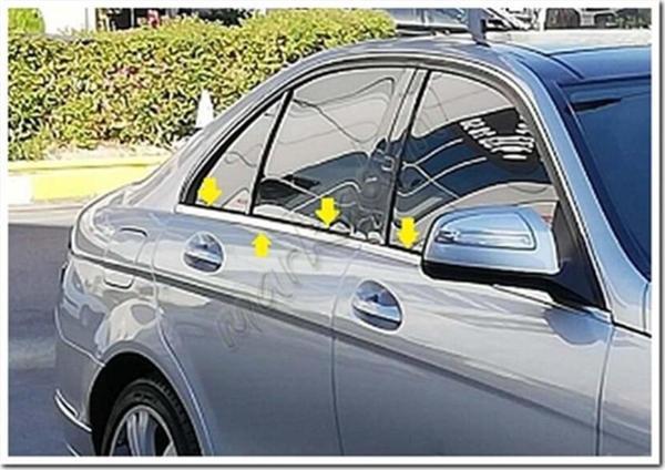 Markadan Mercedes C W203 Krom Cam Çıtası 2001-2007 4 Parça Paslanmaz Çelik - Image 1