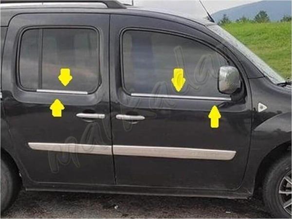 Markadan Renault Kangoo Krom Cam Çıtası 2008-2020 4 Parça Paslanmaz Çelik - Image 1