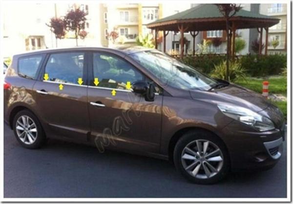 Markadan Renault Scenic 3 Krom Cam Çıtası 2009 Sonrası 4 Parça Paslanmaz Çelik - Image 1