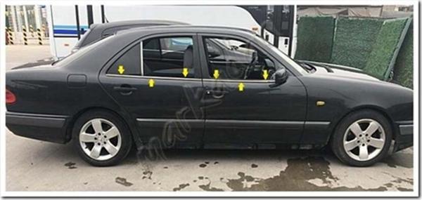 Mercedes E W210 Krom Cam Çıtası 1995-2001 4 Parça Paslanmaz Çelik - Image 1