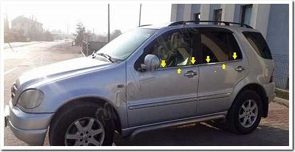 Mercedes ML Klasse W163 Krom Cam Çıtası 1998-2005 6 Parça Paslanmaz Çelik - Image 1