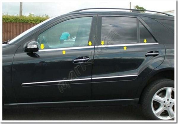 Mercedes ML Klasse W164 Krom Cam Çıtası 2006-2011 4 Parça Paslanmaz Çelik - Image 1
