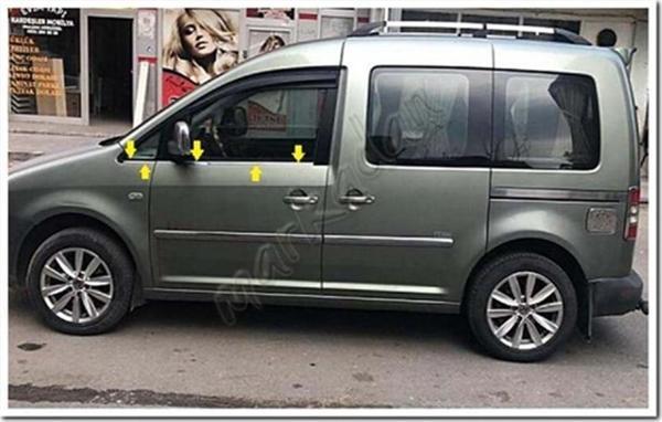 Markadan VW Caddy Krom Cam Çıtası 2004-2014 4 Parça Paslanmaz Çelik - Image 1