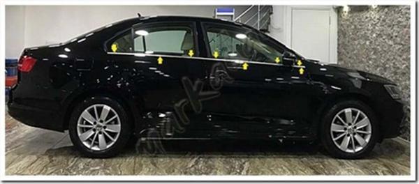 Markadan VW Jetta Krom Cam Çıtası 2011-2017 6 Parça Paslanmaz Çelik - Image 1