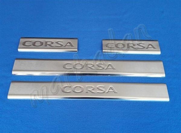Opel Corsa D Krom Kapı Eşiği 2006-2015 4 Parça Paslanmaz Çelik - Image 1