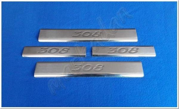 Peugeot 308 Krom Kapı Eşiği Baskı 2007-2013 4 Parça Paslanmaz Çelik - Image 1