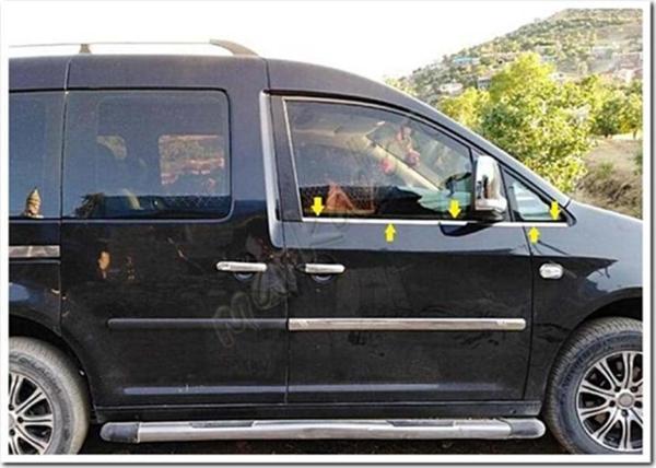 VW Caddy Krom Cam Çıtası 2004-2014 4 Parça Paslanmaz Çelik - Image 1