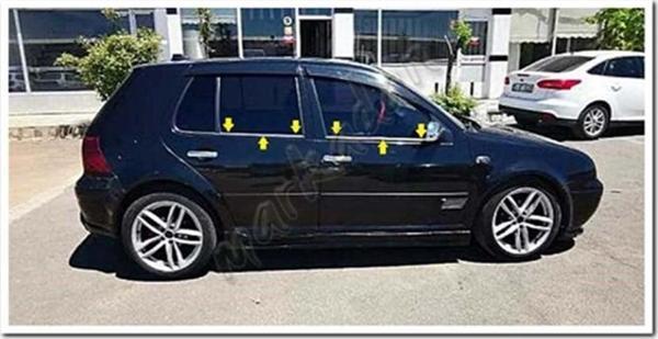 VW Golf 4 Krom Cam Çıtası 1998-2004 4 Parça Paslanmaz Çelik - Image 1