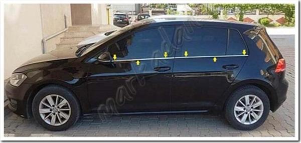 VW Golf 7 Krom Cam Çıtası 2012-2020 4 Parça Paslanmaz Çelik - Image 1