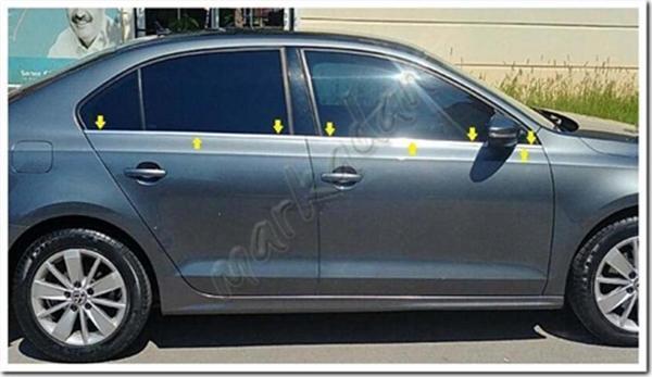 VW Jetta Krom Cam Çıtası 2011-2017 6 Parça Paslanmaz Çelik - Image 1