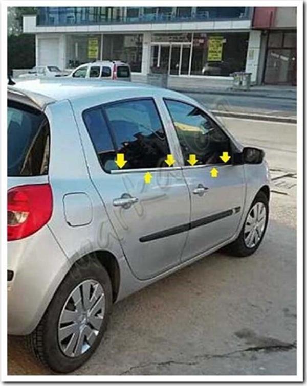 Renault Clio 3 HB Krom Cam Çıtası 2006-2011 4 Parça Paslanmaz Çelik - Image 1