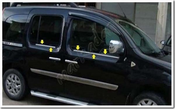 Renault Kangoo Krom Cam Çıtası 2008-2020 4 Parça Paslanmaz Çelik - Image 1
