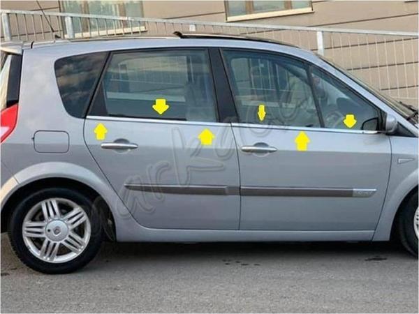 Renault Scenic 2 Krom Cam Çıtası 2003-2009 4 Parça Paslanmaz Çelik - Image 1