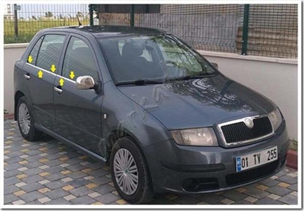 Skoda Fabia HB Krom Cam Çıtası 2000-2007 4 Parça Paslanmaz Çelik - Image 1