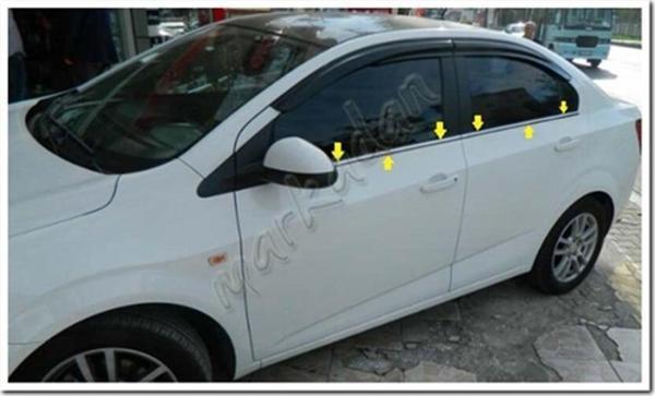 WOC Chrome Chevrolet Aveo Sedan Krom Cam Çıtası 2006-2011 4 Parça Paslanmaz Çelik - Image 1