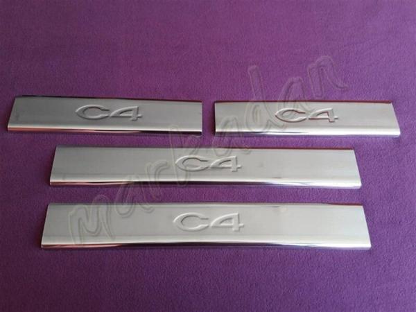 WOC Chrome Citroen C4 Krom Kapı Eşiği 2010-2020 4 Parça Paslanmaz Çelik - Image 1