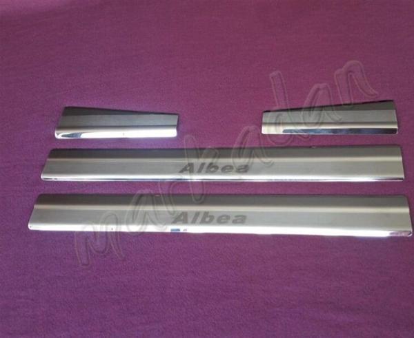 WOC Chrome Fiat Albea Krom Kapı Eşiği 2002-2012 4 Parça Paslanmaz Çelik - Image 1