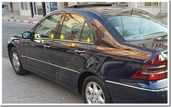 WOC Chrome Mercedes C W203 Krom Cam Çıtası 2001-2007 4 Parça Paslanmaz Çelik - Image 1