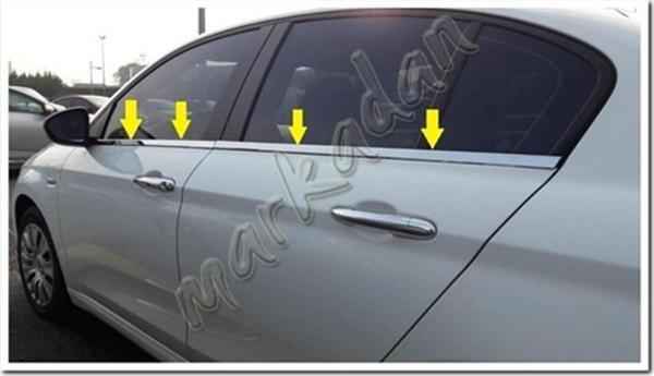 WOC Chrome Fiat Egea Sedan Krom Cam Çıtası 2015 Sonrası 4 Parça Paslanmaz Çelik - Image 1