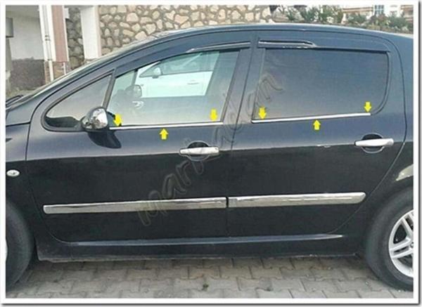 WOC Chrome Peugeot 307 Krom Cam Çıtası 2001-2008 4 Parça Paslanmaz Çelik - Image 1