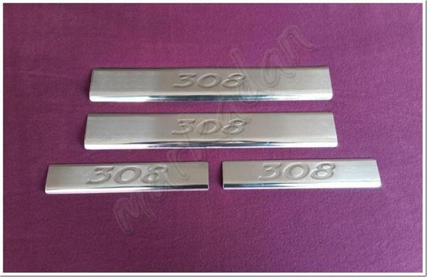 WOC Chrome Peugeot 308 Krom Kapı Eşiği Baskı 2007-2013 4 Parça Paslanmaz Çelik - Image 1