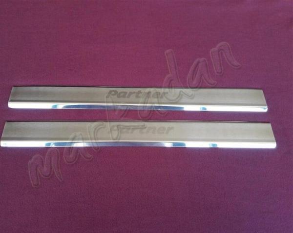 WOC Chrome Peugeot Partner Krom Kapı Eşiği 1996-2008 2 Parça Paslanmaz Çelik - Image 1