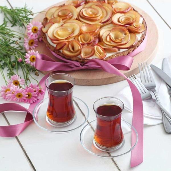 Lav duru cam  çay seti takımı  - 12 prç. çay bardağı tabağı seti - Image 1