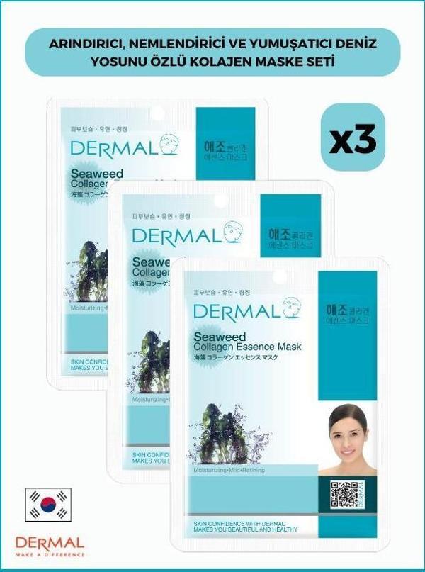 Dermal Arındırıcı, Nemlendirici Ve Yumuşatıcı Deniz Yosunu Özlü Kolajen Maske 23 gr 3 Adet - Image 1