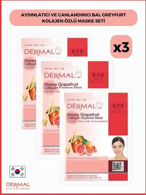 Dermal Aydınlatıcı Ve Canlandırıcı Bal Greyfurt Kolajen Özlü Maske 23 Gr 3 Adet - Image 1