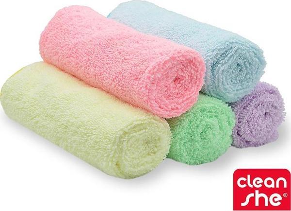 Cleanshe Pastel Seri Mikrofiber Kurulama ve Temizlik Bezi 2'si 1 Arada 5'li Set 35x40 - Image 1
