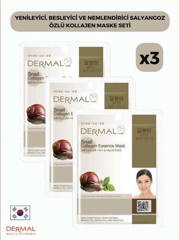 Dermal Yenileyici, Besleyici Ve Nemlendirici Salyangoz Özlü Kollajen Maske 23 Gr 3 Adet - Image 1