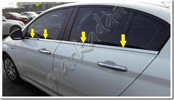 DB Chrome Fiat Egea Sedan Cam Çıtası Nikelajı 2015 Sonrası 4 Parça P.Çelik - Image 1