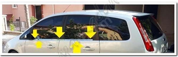 DB Chrome Ford C-Max Cam Çıtası Nikelajı 2003-2010 4 Parça P.Çelik - Image 1