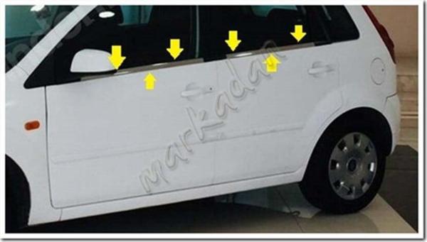 DB Chrome Ford Fiesta Cam Çıtası Nikelajı 2002-2008 4 Parça P.Çelik - Image 1