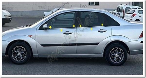 DB Chrome Ford Focus Sedan Cam Çıtası Nikelajı 1998-2005 4 Parça P.Çelik - Image 1