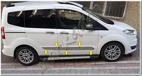 DB Chrome Ford Tourneo Courier Krom Yan Kapı Çıtası 2014-2023 4 Parça P.Çelik - Image 1