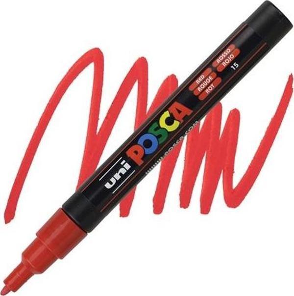 Uni-Ball Markör Boyama Kalemi Posca Su Bazlı Poster 0.9-1.3 Mm Kırmızı Pc-3M (6 Lı Paket) - Image 1