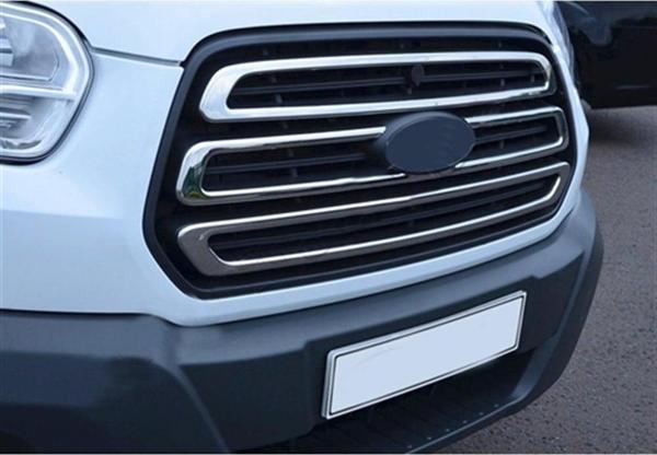DB Chrome Ford Transit Ön Panjur Nikelajı 2014-2018 3 Parça P.Çelik - Image 1