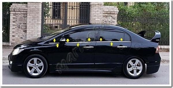 DB Chrome Honda Civic Cam Çıtası Nikelajı 2006-2011 6 Parça P.Çelik - Image 1