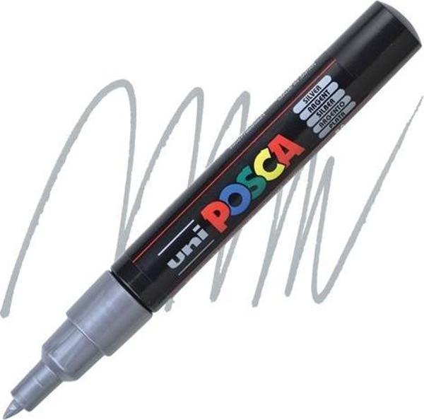 Uni-Ball Posca 0.7 Su Bazlı Poster Markör Kalem Gümüş pc-1m (6 Lı Paket) - Image 1