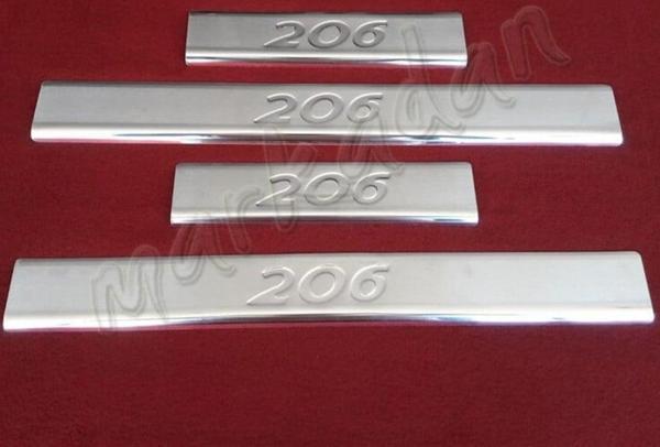 DB Chrome Peugeot 206 Krom Kapı Eşiği 1998-2012 4 Parça P.Çelik - Image 1