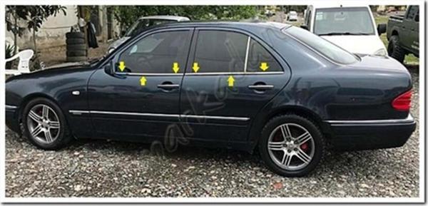 DB Chrome Mercedes E W210 Cam Çıtası Nikelajı 1995-2001 4 Parça P.Çelik - Image 1