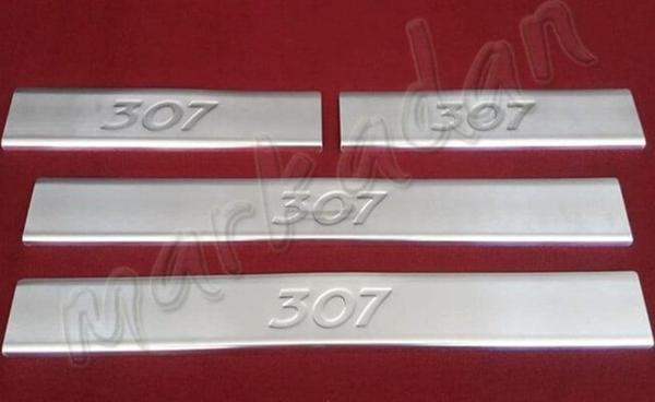 DB Chrome Peugeot 307 Krom Kapı Eşiği 2001-2008 4 Parça P.Çelik - Image 1