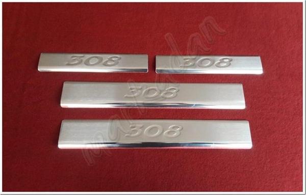 DB Chrome Peugeot 308 Krom Kapı Eşiği Baskı 2007-2013 4 Parça P.Çelik - Image 1