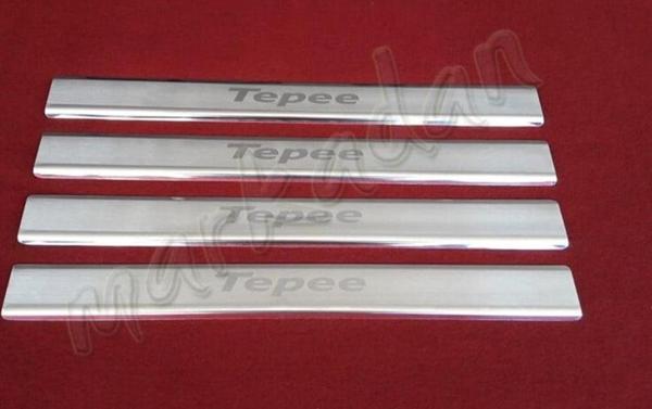 DB Chrome Peugeot Partner Tepee Krom Kapı Eşiği 2008-2018 4 Parça P.Çelik - Image 1
