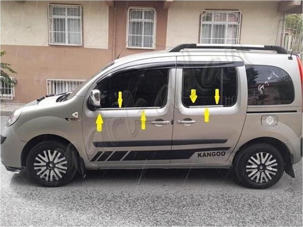DB Chrome Renault Kangoo Cam Çıtası Nikelajı 2008-2020 4 Parça P.Çelik - Image 1