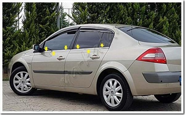 DB Chrome Renault Megane 2 Sedan Cam Çıtası Nikelajı 2004-2010 4 Parça P.Çelik - Image 1